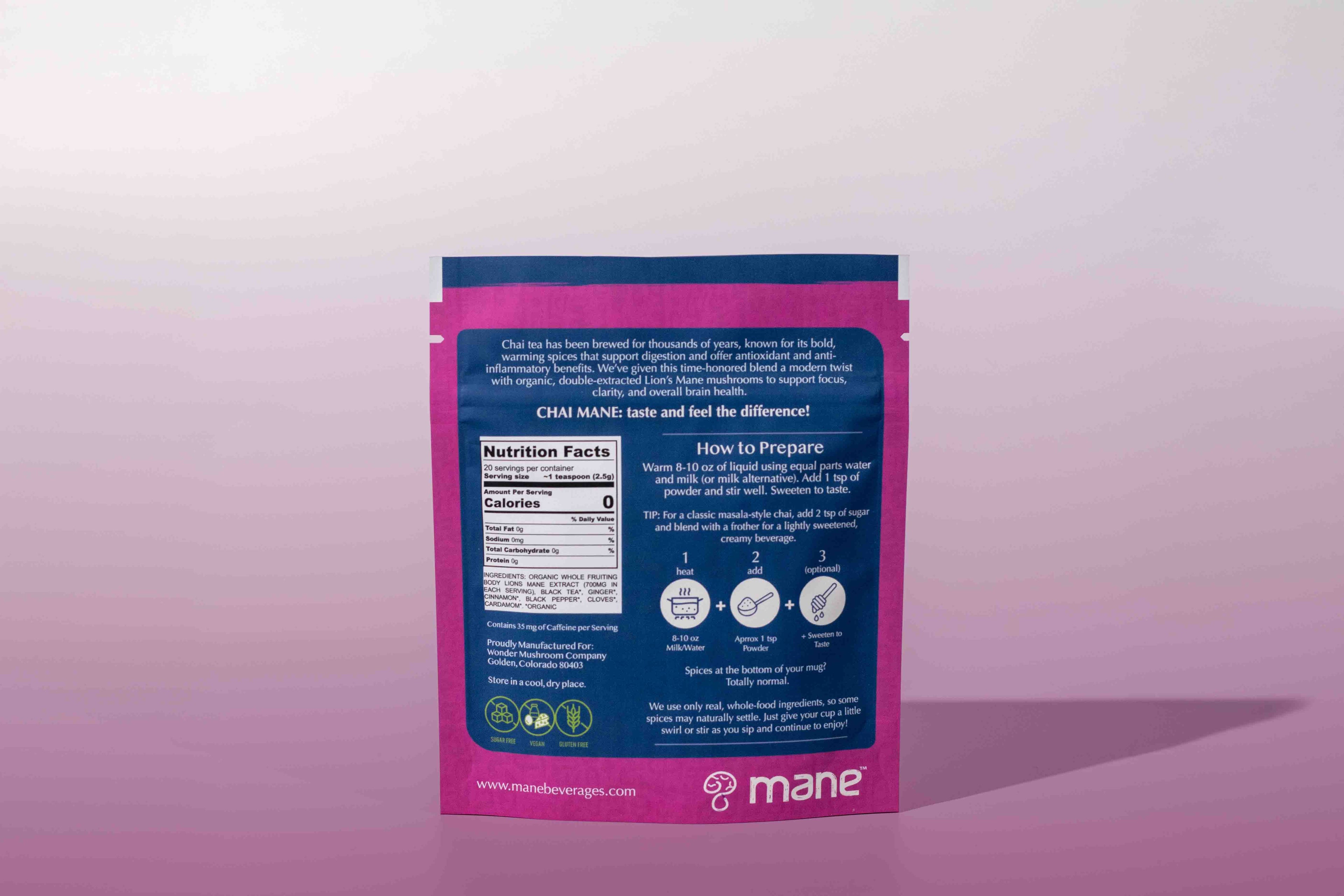 Back of Chai packaging