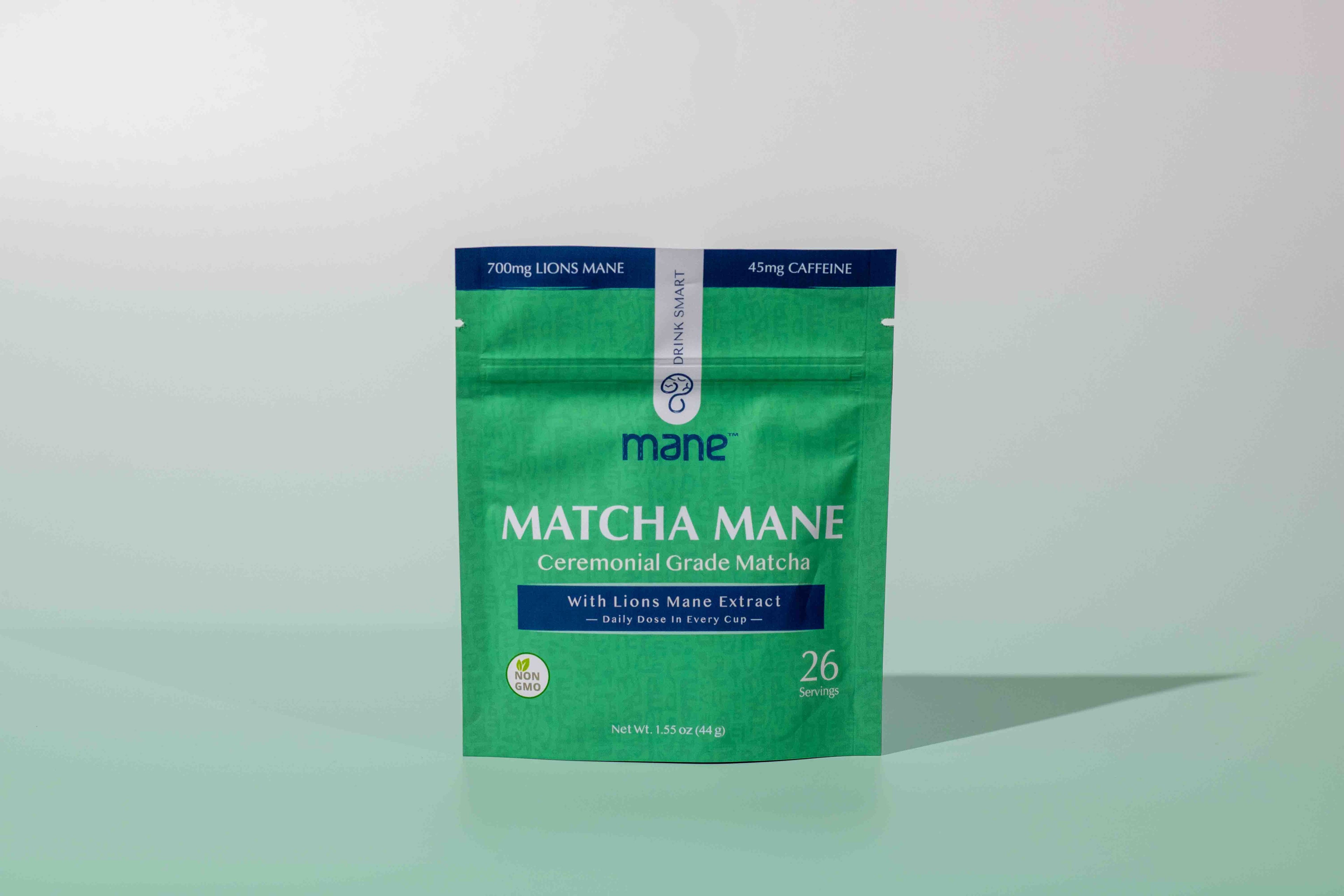 Matcha Mane front of package with green gradient background