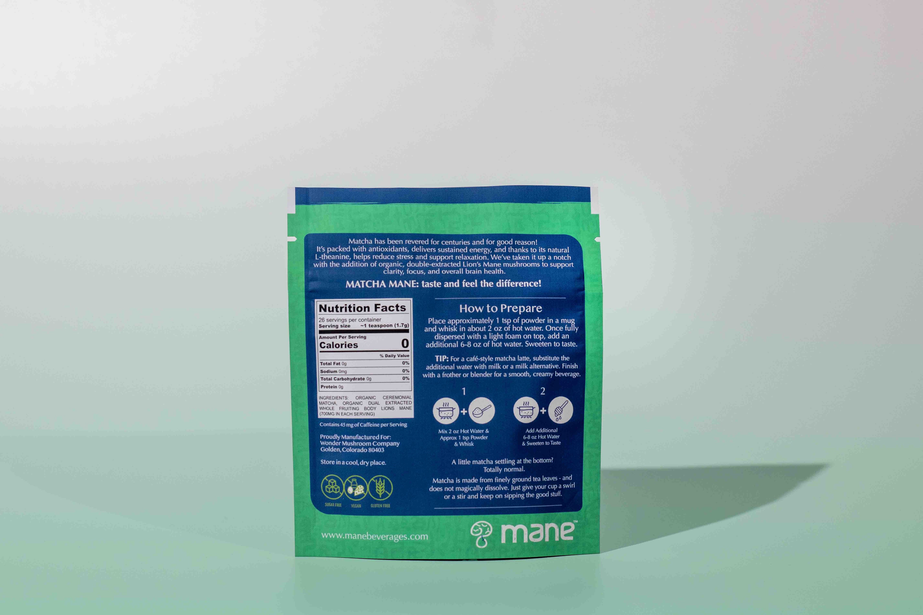 Back of Matcha packaging