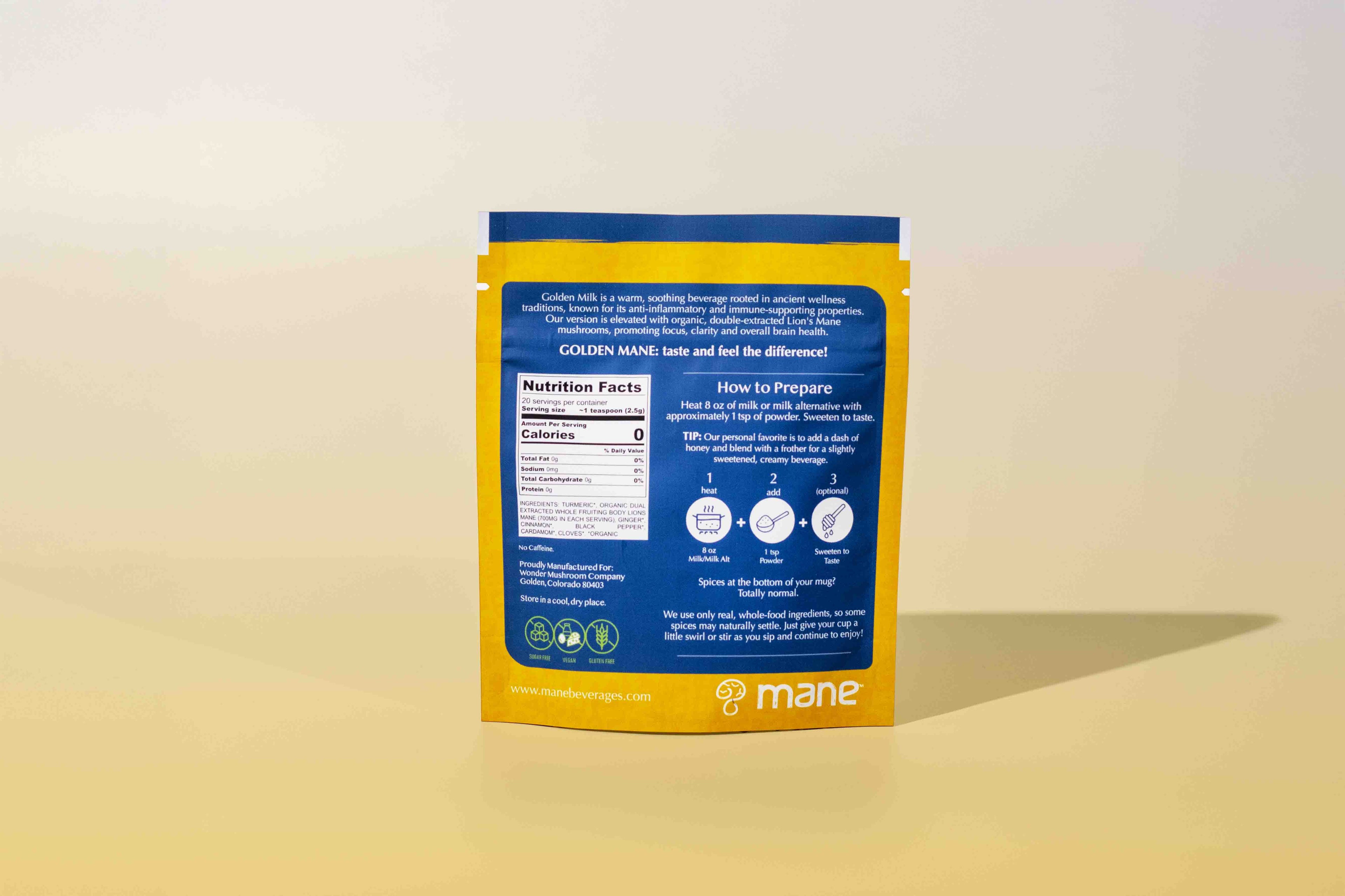 Back of Golden Milk packaging